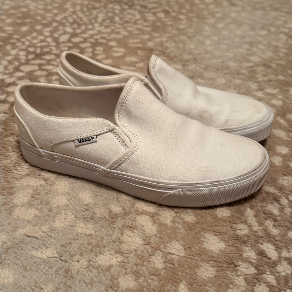 White Slip On Vans